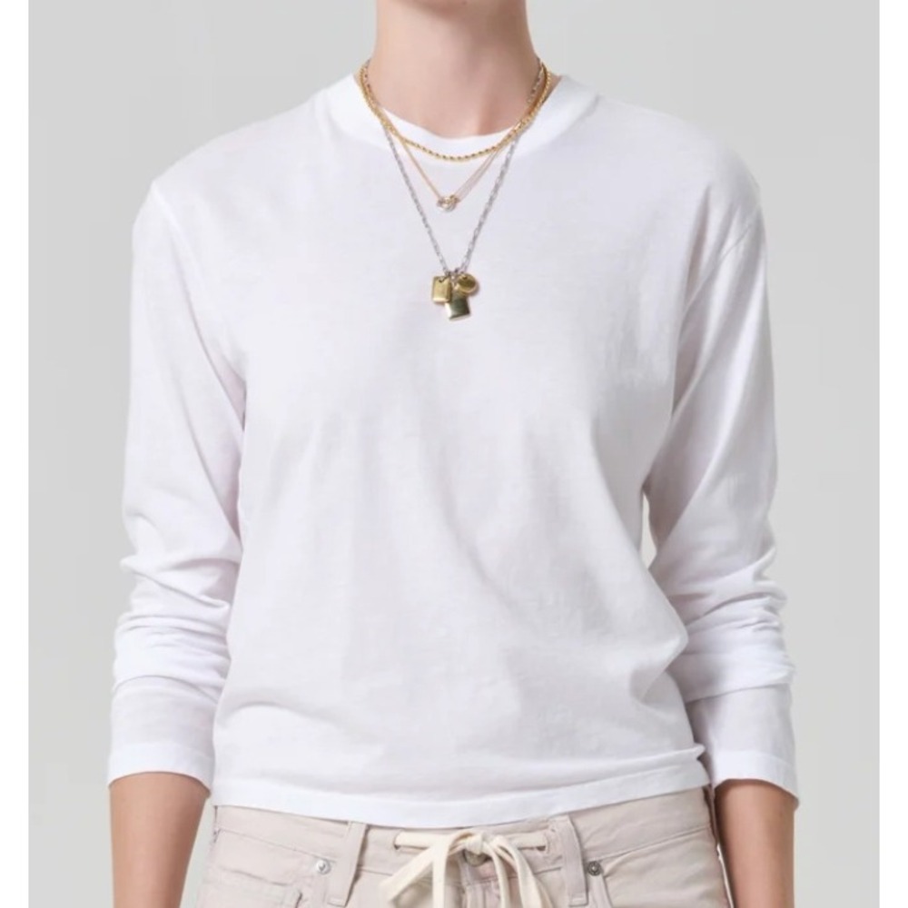 Citizens of Humanity Sabine LS Tee Small White Supima Cotton Clean Girl Basic